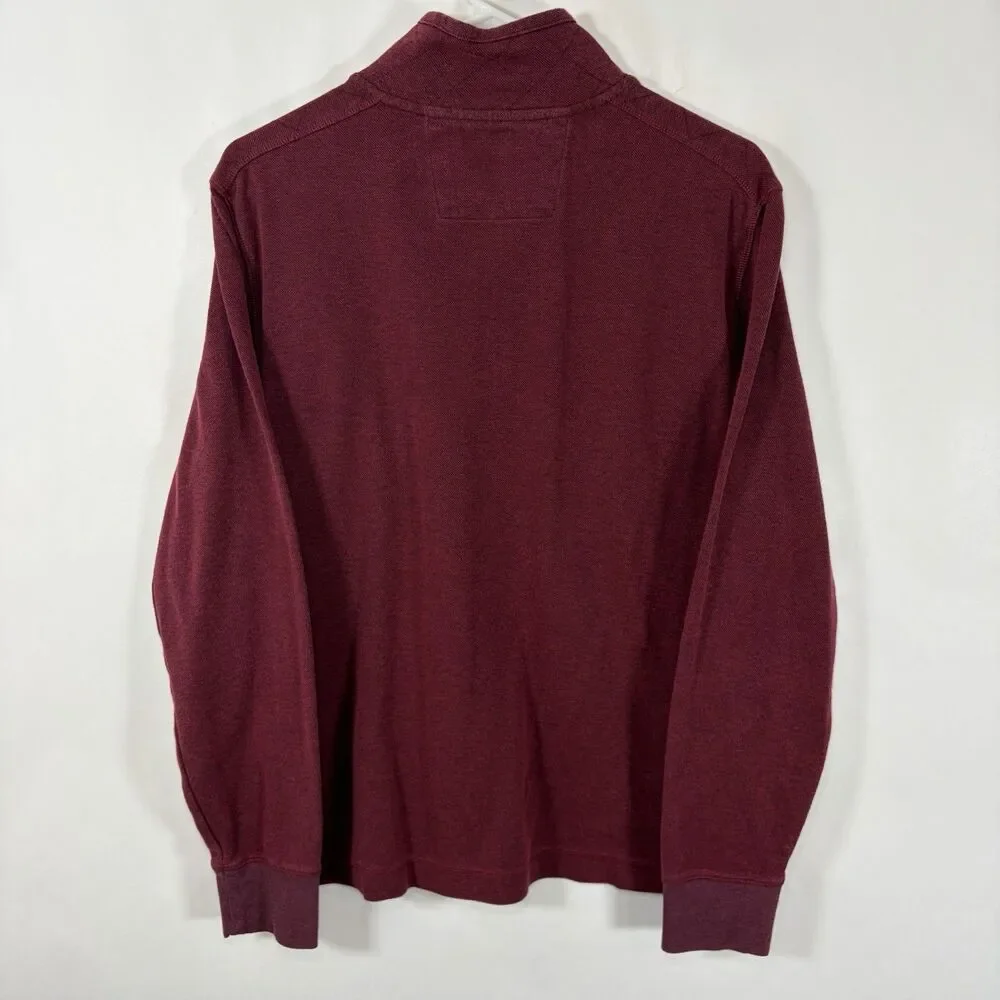 Banana Republic 1/4 Zip Pullover Sweater Mens Medium Red Snap Pockets Preppy
